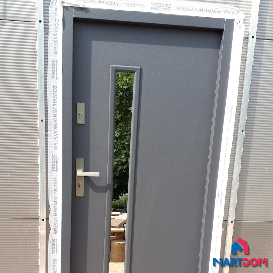 Drzwi antracytowe Martom GK 01 z lustrem weneckim i ramką w kolorze drzwi