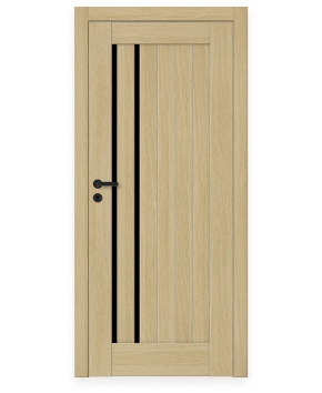 Drzwi wewnętrzne szyba pionowa wąska szyba wzdłuż drzwi czarna wąska szyba w drzwiach