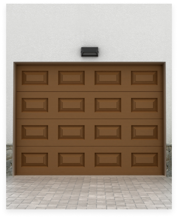 brama garażowa z ozdobną aplikacją lub kasetonami przykład z opisem martdom