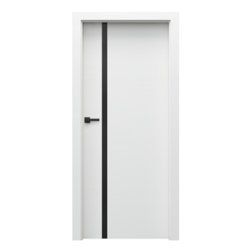Porta Focus kolor biały czarna szyba pionowa klamka czarna strona martdom porta drzwi najczęściej wybierane